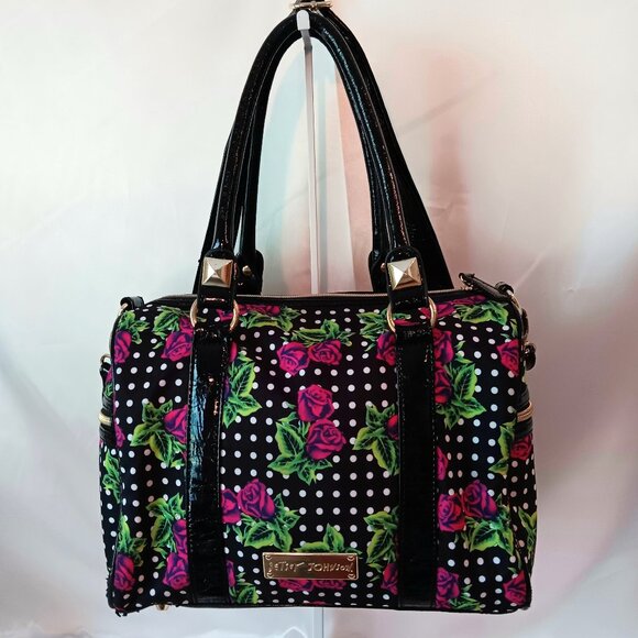 ๐ฅ BETSEY JOHNSON LARGE SATCHEL TOP HANDLE and CROSSBODY BAG โค๏ธ - Picture 2 of 9